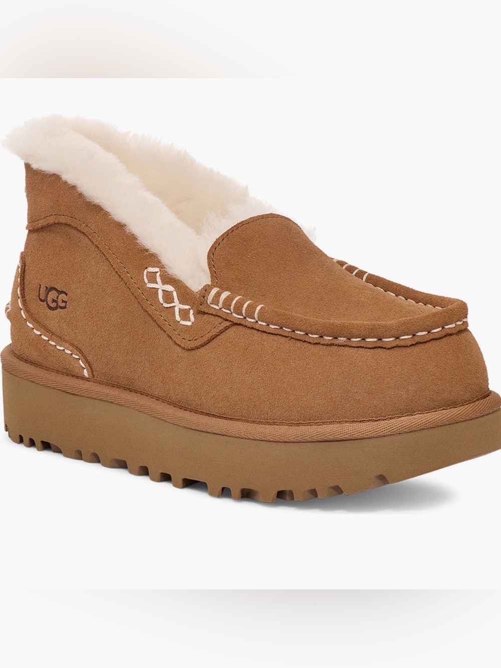 UGG®
Ansley Parc
Genuine
Shearling
Platform
Slipper (Women)
Color : Chestnut NWB